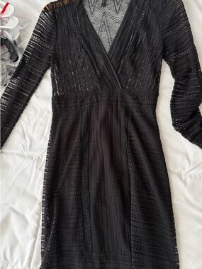 BCBGMaxAzria Black Lace Midi Dress